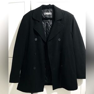 Kenneth Cole Reaction peacoat. Made of 80% wool, 15% polyester, & 5% other.